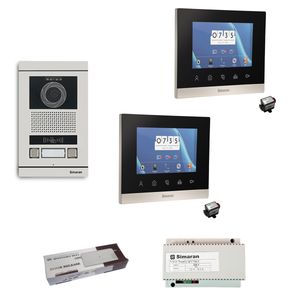 مجموعه دربازکن تصویری کارتی سیماران مدل 77tkm vfbc2d_n دو طبقه به  همراه  محافظ ولتاژ مانیتور